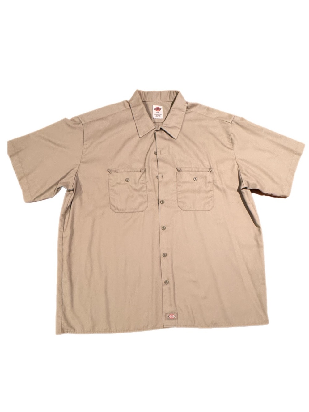 Dickies Short-Sleeve Button-Down Work Shirt in Khaki/Tan Size 2XL